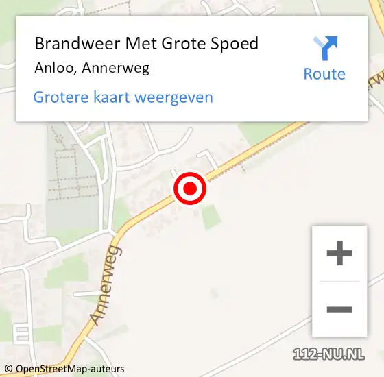 Locatie op kaart van de 112 melding: Brandweer Met Grote Spoed Naar Anloo, Annerweg op 14 juni 2019 17:47