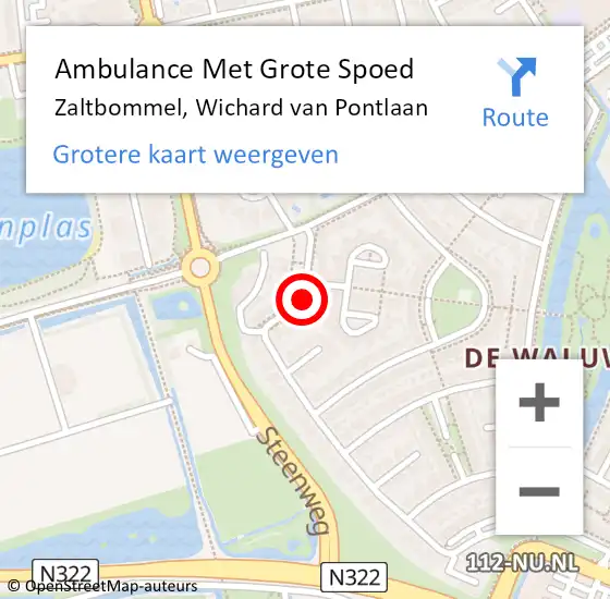Locatie op kaart van de 112 melding: Ambulance Met Grote Spoed Naar Zaltbommel, Wichard van Pontlaan op 14 juni 2019 18:40