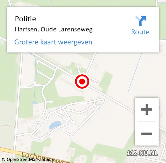 Locatie op kaart van de 112 melding: Politie Harfsen, Oude Larenseweg op 14 juni 2019 18:54