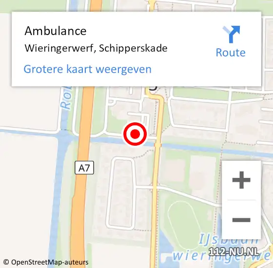 Locatie op kaart van de 112 melding: Ambulance Wieringerwerf, Schipperskade op 14 juni 2019 18:58