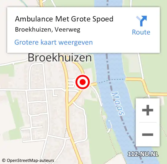 Locatie op kaart van de 112 melding: Ambulance Met Grote Spoed Naar Broekhuizen, Veerweg op 14 juni 2019 19:22