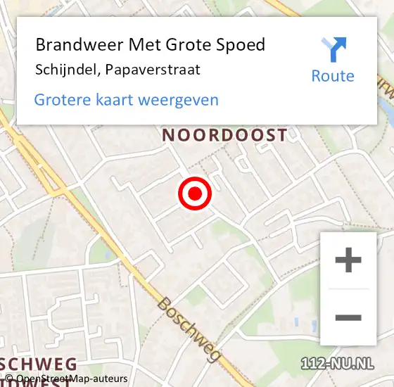 Locatie op kaart van de 112 melding: Brandweer Met Grote Spoed Naar Schijndel, Papaverstraat op 14 juni 2019 19:27