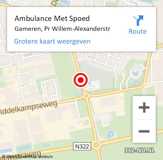 Locatie op kaart van de 112 melding: Ambulance Met Spoed Naar Gameren, Pr Willem-Alexanderstr op 14 juni 2019 19:36