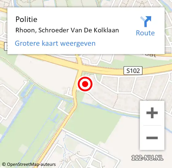 Locatie op kaart van de 112 melding: Politie Rhoon, Schroeder Van De Kolklaan op 14 juni 2019 21:02