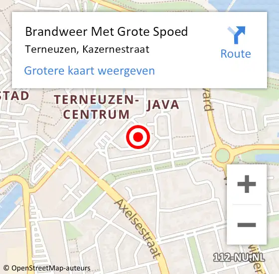 Locatie op kaart van de 112 melding: Brandweer Met Grote Spoed Naar Terneuzen, Kazernestraat op 14 juni 2019 21:13