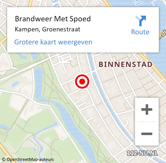 Locatie op kaart van de 112 melding: Brandweer Met Spoed Naar Kampen, Groenestraat op 14 juni 2019 21:36