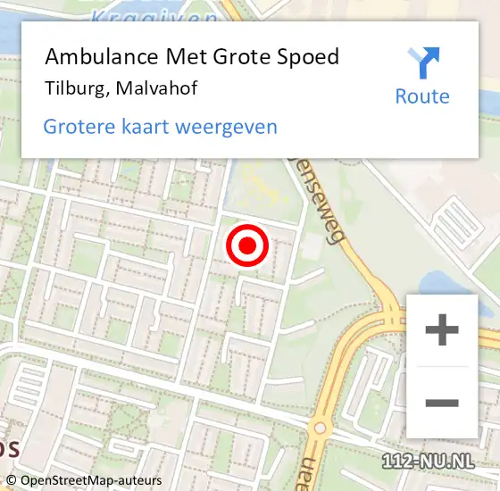 Locatie op kaart van de 112 melding: Ambulance Met Grote Spoed Naar Tilburg, Malvahof op 14 juni 2019 22:01