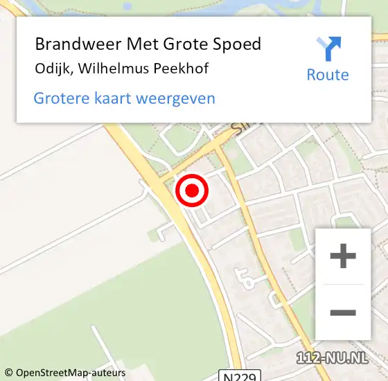 Locatie op kaart van de 112 melding: Brandweer Met Grote Spoed Naar Odijk, Wilhelmus Peekhof op 14 juni 2019 22:07