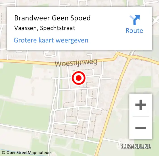 Locatie op kaart van de 112 melding: Brandweer Geen Spoed Naar Vaassen, Spechtstraat op 14 juni 2019 22:53