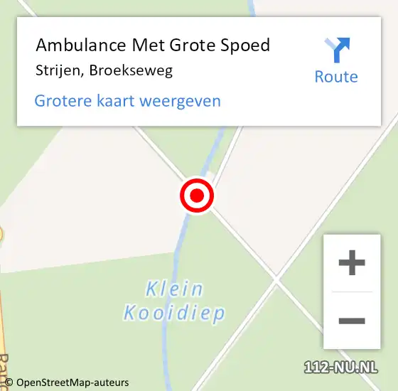 Locatie op kaart van de 112 melding: Ambulance Met Grote Spoed Naar Strijen, Broekseweg op 14 juni 2019 22:54