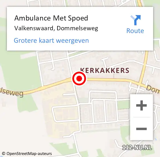 Locatie op kaart van de 112 melding: Ambulance Met Spoed Naar Valkenswaard, Dommelseweg op 15 juni 2019 00:09