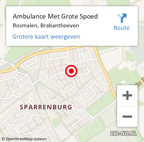 Locatie op kaart van de 112 melding: Ambulance Met Grote Spoed Naar Rosmalen, Brabanthoeven op 15 juni 2019 00:10