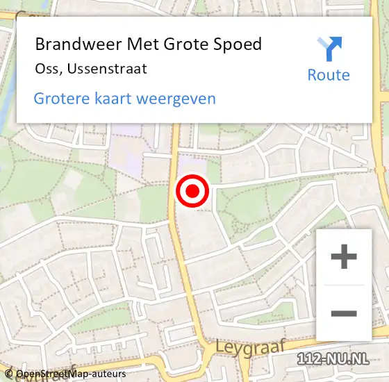 Locatie op kaart van de 112 melding: Brandweer Met Grote Spoed Naar Oss, Ussenstraat op 15 juni 2019 00:19