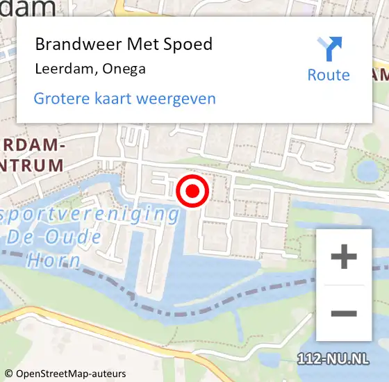 Locatie op kaart van de 112 melding: Brandweer Met Spoed Naar Leerdam, Onega op 15 juni 2019 00:40