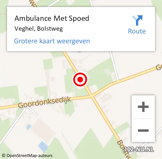 Locatie op kaart van de 112 melding: Ambulance Met Spoed Naar Veghel, Bolstweg op 15 juni 2019 05:24