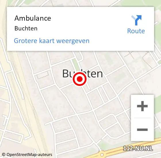 Locatie op kaart van de 112 melding: Ambulance Buchten op 15 juni 2019 09:10