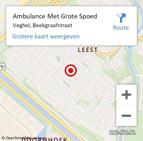 Locatie op kaart van de 112 melding: Ambulance Met Grote Spoed Naar Veghel, Beekgraafstraat op 15 juni 2019 09:41
