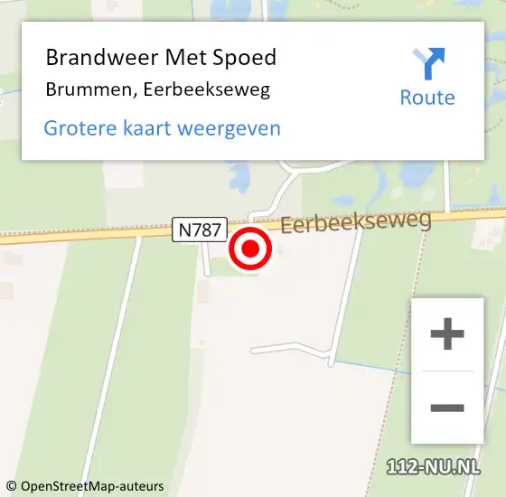 Locatie op kaart van de 112 melding: Brandweer Met Spoed Naar Brummen, Eerbeekseweg op 15 juni 2019 09:44