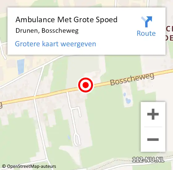 Locatie op kaart van de 112 melding: Ambulance Met Grote Spoed Naar Drunen, Bosscheweg op 15 juni 2019 10:07