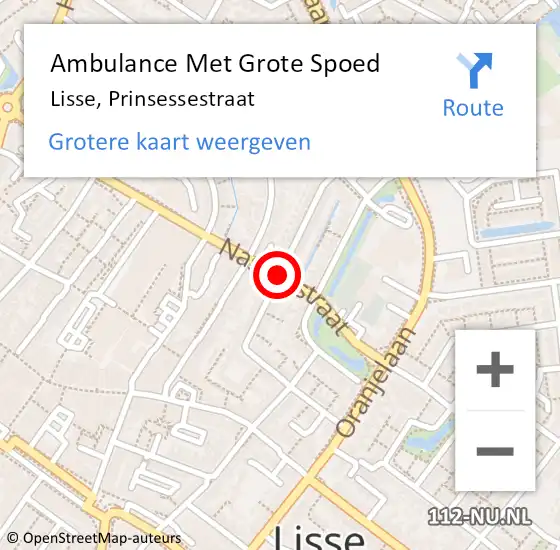 Locatie op kaart van de 112 melding: Ambulance Met Grote Spoed Naar Lisse, Prinsessestraat op 15 juni 2019 10:13