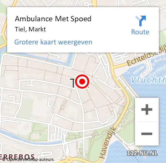 Locatie op kaart van de 112 melding: Ambulance Met Spoed Naar Tiel, Markt op 15 juni 2019 10:15