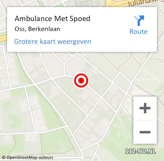 Locatie op kaart van de 112 melding: Ambulance Met Spoed Naar Oss, Berkenlaan op 15 juni 2019 11:23