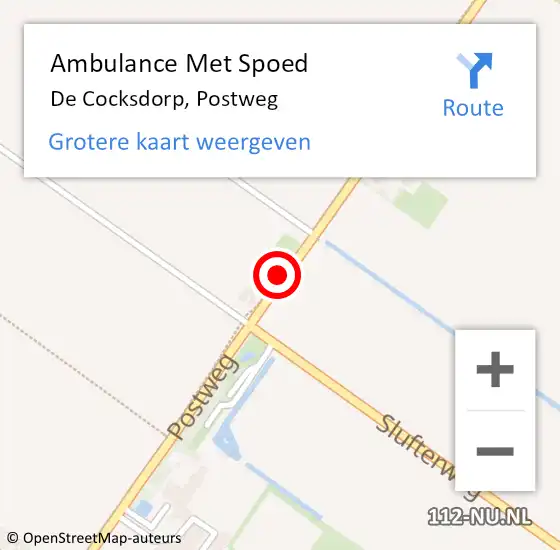 Locatie op kaart van de 112 melding: Ambulance Met Spoed Naar De Cocksdorp, Postweg op 15 juni 2019 11:30