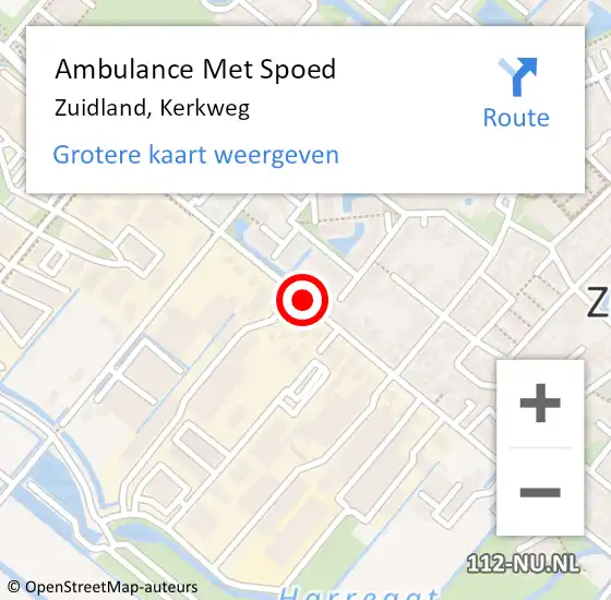 Locatie op kaart van de 112 melding: Ambulance Met Spoed Naar Zuidland, Kerkweg op 15 juni 2019 11:32