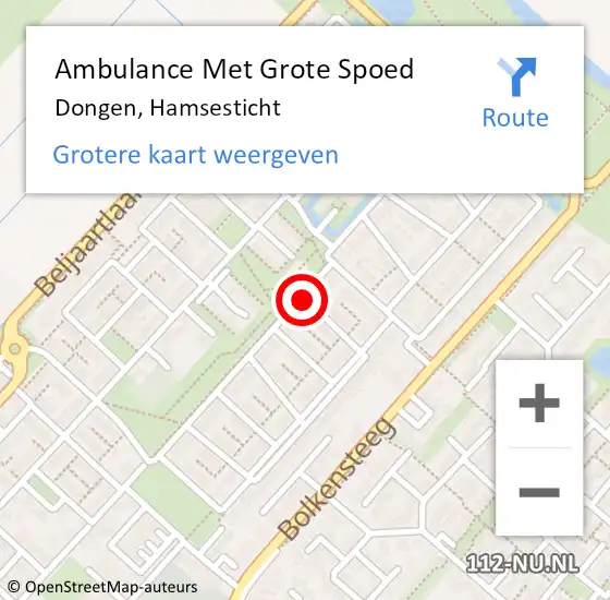 Locatie op kaart van de 112 melding: Ambulance Met Grote Spoed Naar Dongen, Hamsesticht op 15 juni 2019 11:36