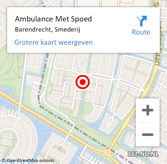 Locatie op kaart van de 112 melding: Ambulance Met Spoed Naar Barendrecht, Smederij op 15 juni 2019 11:37