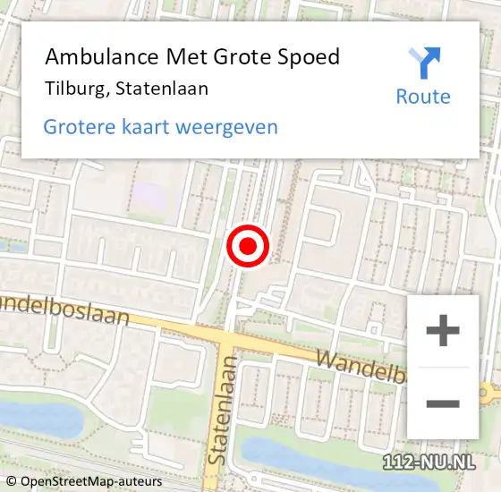 Locatie op kaart van de 112 melding: Ambulance Met Grote Spoed Naar Tilburg, Statenlaan op 15 juni 2019 11:40