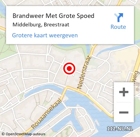 Locatie op kaart van de 112 melding: Brandweer Met Grote Spoed Naar Middelburg, Breestraat op 15 juni 2019 11:42