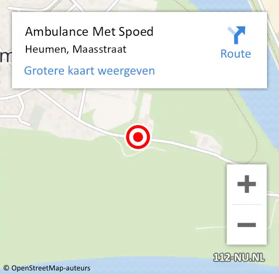 Locatie op kaart van de 112 melding: Ambulance Met Spoed Naar Heumen, Maasstraat op 15 juni 2019 13:41