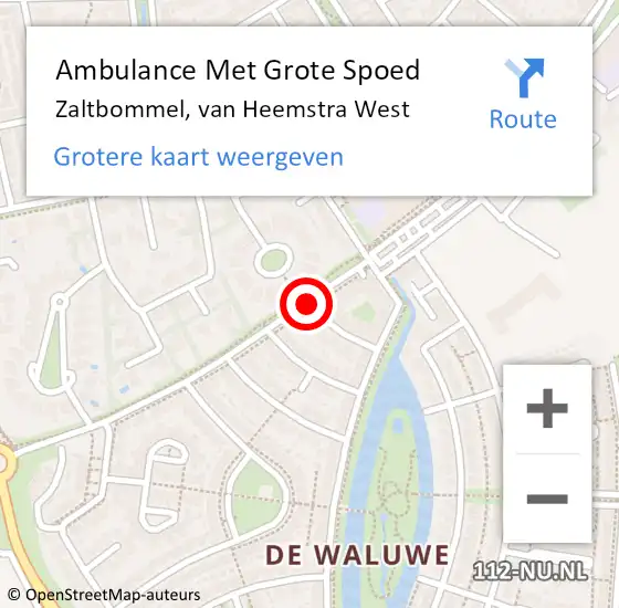 Locatie op kaart van de 112 melding: Ambulance Met Grote Spoed Naar Zaltbommel, van Heemstra West op 15 juni 2019 14:57