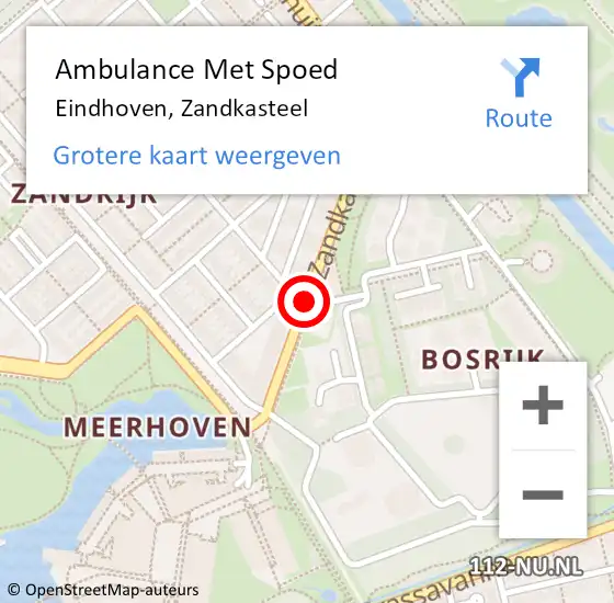 Locatie op kaart van de 112 melding: Ambulance Met Spoed Naar Eindhoven, Zandkasteel op 15 juni 2019 15:04