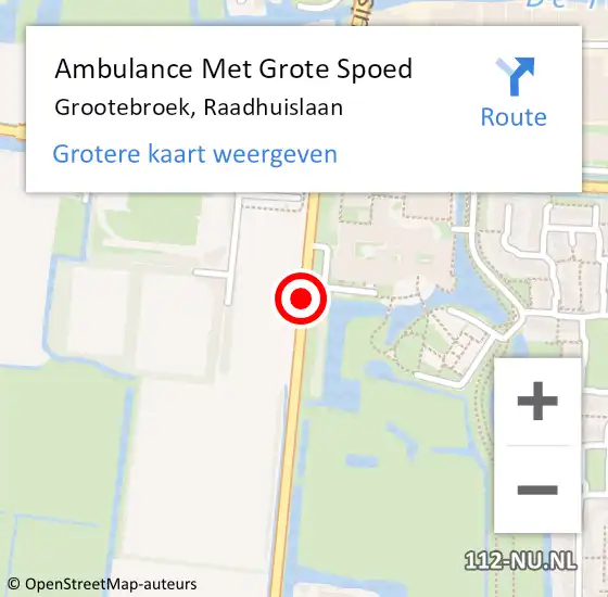 Locatie op kaart van de 112 melding: Ambulance Met Grote Spoed Naar Grootebroek, Raadhuislaan op 15 juni 2019 15:06