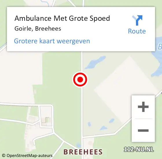 Locatie op kaart van de 112 melding: Ambulance Met Grote Spoed Naar Goirle, Breehees op 15 juni 2019 15:20