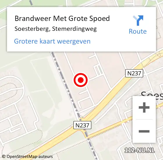 Locatie op kaart van de 112 melding: Brandweer Met Grote Spoed Naar Soesterberg, Stemerdingweg op 15 juni 2019 15:25