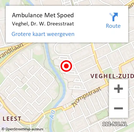 Locatie op kaart van de 112 melding: Ambulance Met Spoed Naar Veghel, Dr. W. Dreesstraat op 15 juni 2019 15:31