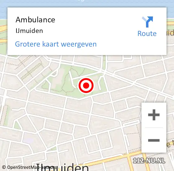Locatie op kaart van de 112 melding: Ambulance IJmuiden op 15 juni 2019 16:17