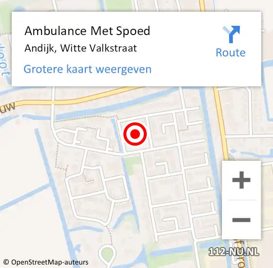 Locatie op kaart van de 112 melding: Ambulance Met Spoed Naar Andijk, Witte Valkstraat op 15 juni 2019 16:30