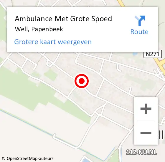 Locatie op kaart van de 112 melding: Ambulance Met Grote Spoed Naar Well, Papenbeek op 15 juni 2019 16:52