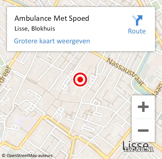 Locatie op kaart van de 112 melding: Ambulance Met Spoed Naar Lisse, Blokhuis op 15 juni 2019 16:53