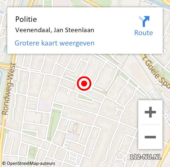 Locatie op kaart van de 112 melding: Politie Veenendaal, Jan Steenlaan op 15 juni 2019 17:43