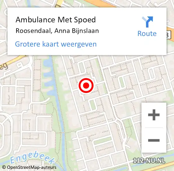 Locatie op kaart van de 112 melding: Ambulance Met Spoed Naar Roosendaal, Anna Bijnslaan op 15 juni 2019 18:50