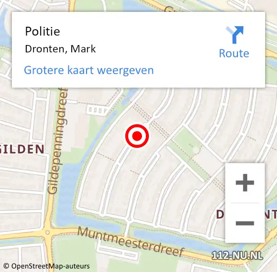 Locatie op kaart van de 112 melding: Politie Dronten, Mark op 15 juni 2019 19:26