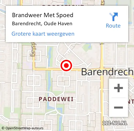Locatie op kaart van de 112 melding: Brandweer Met Spoed Naar Barendrecht, Oude Haven op 15 juni 2019 19:39