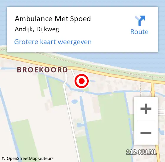 Locatie op kaart van de 112 melding: Ambulance Met Spoed Naar Andijk, Dijkweg op 15 juni 2019 20:27