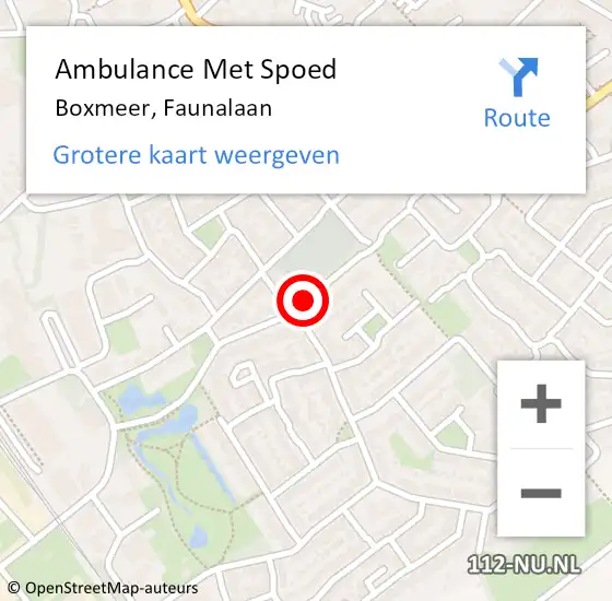 Locatie op kaart van de 112 melding: Ambulance Met Spoed Naar Boxmeer, Faunalaan op 15 juni 2019 21:27