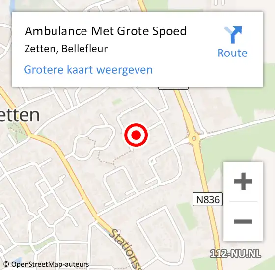 Locatie op kaart van de 112 melding: Ambulance Met Grote Spoed Naar Zetten, Bellefleur op 15 juni 2019 21:41